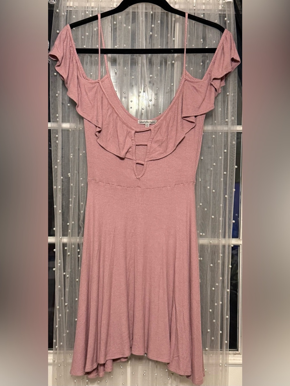 Charlotte Russe Off Shoulder Pink Mini Dress